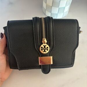 Tory Burch Black Crossbody Bag with Gold Accents